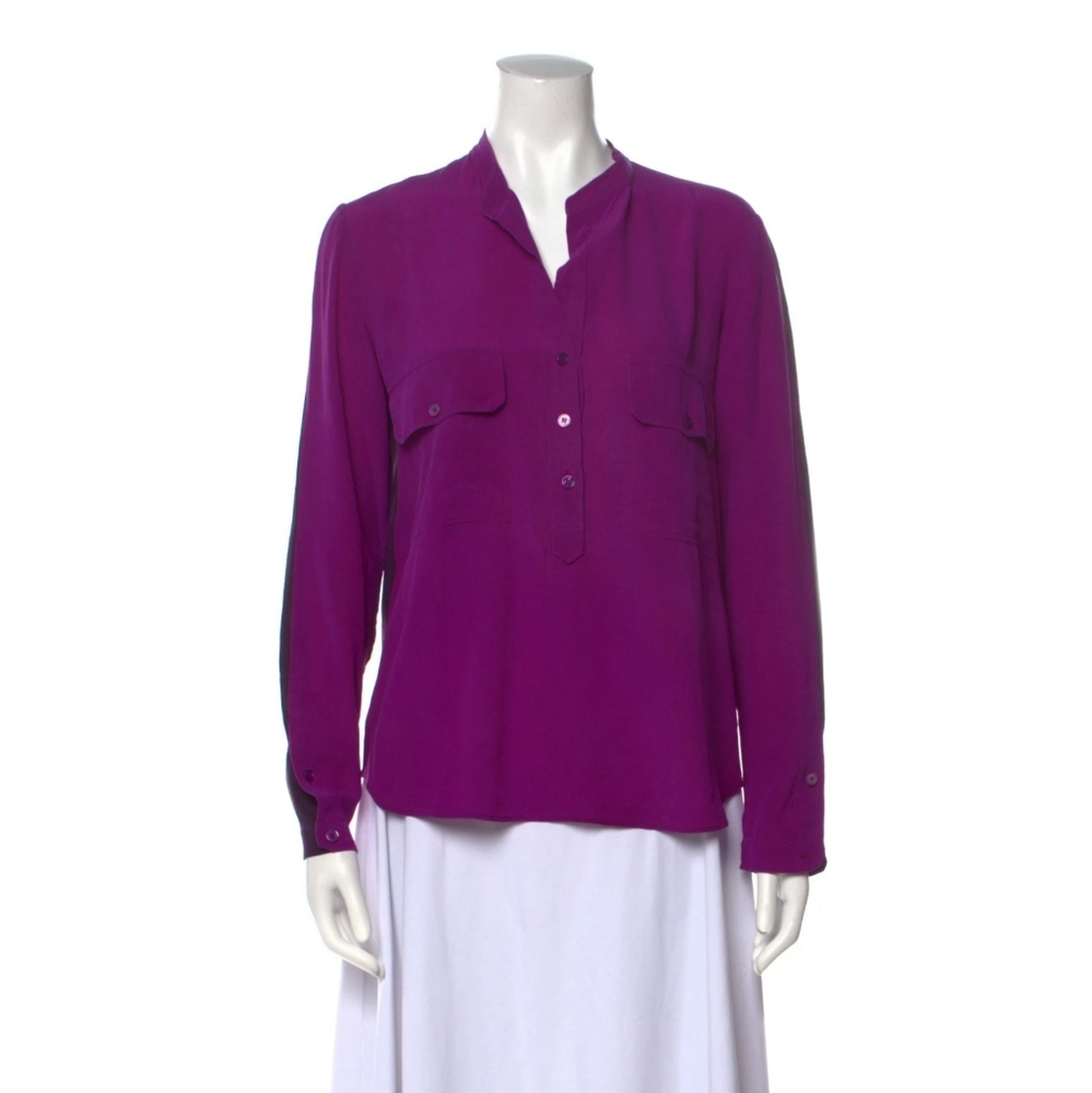 STELLA MCCARTNEY | 100% Silk Purple V-Neck Top in Size IT 38 / Small